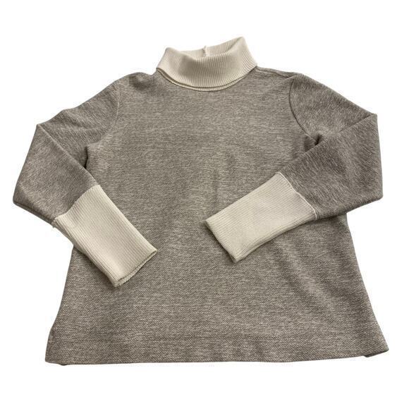 Land's End Turtleneck Sweater‎ cream and grey size medium - Picture 1 of 7